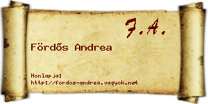 Fördős Andrea névjegykártya